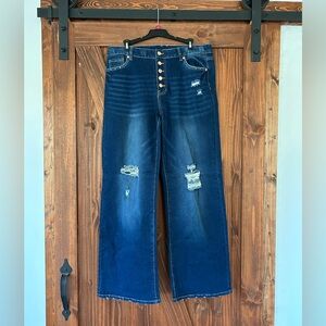 High Waisted Ripped Distressed Bell Bottom Jeans Wide Leg Pants